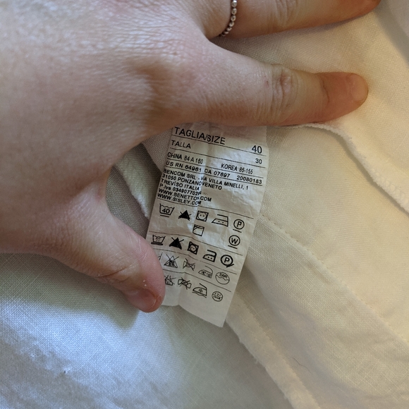 BENETTON White Linen Double Breasted Blazer - Picture 6 of 12